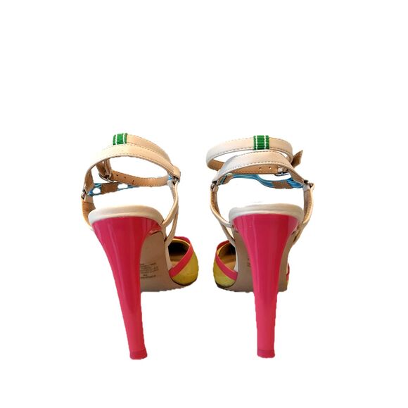 NWOT Steve Madden AFORD Yellow Multicolor Mesh Toe Stiletto Ankle Strap Heel, 7 - Picture 4 of 15